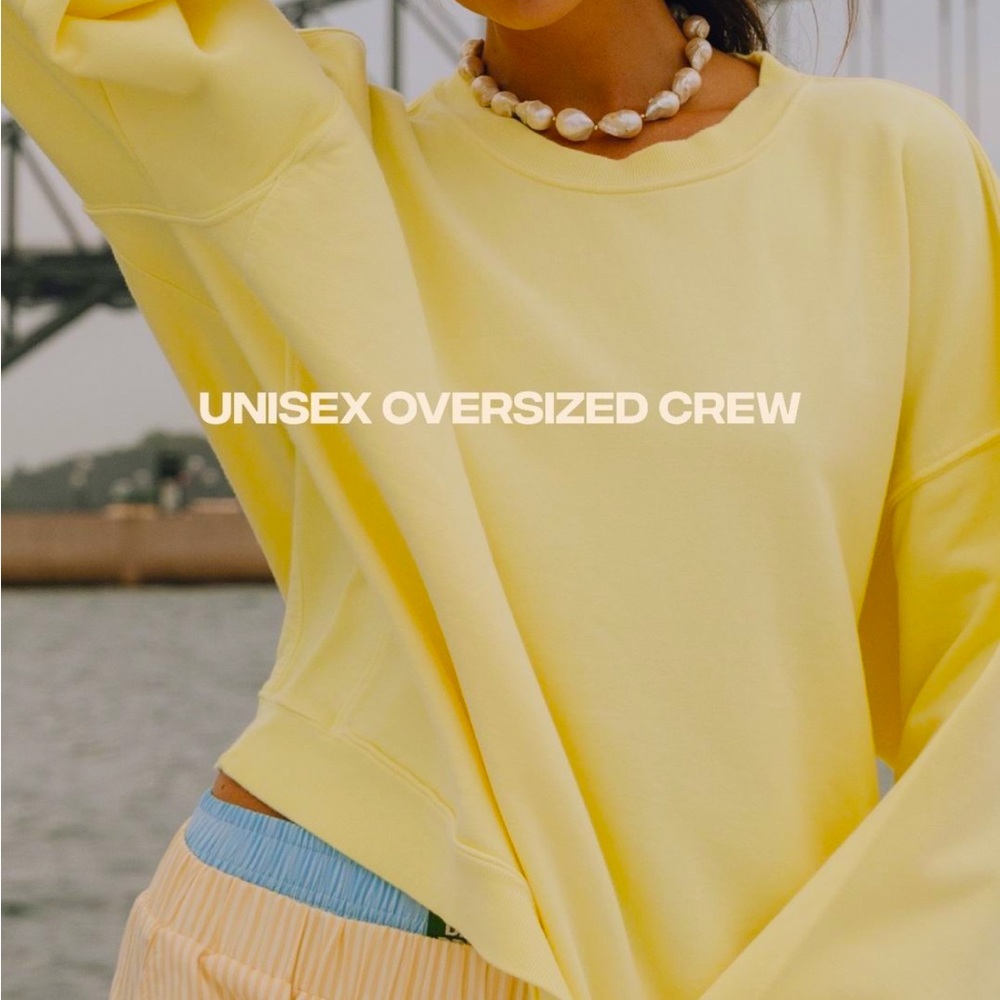 DAILY DRILLS - Aussie Stripes oversized crew in Lemonade